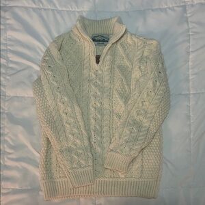 Aran Crafts Cream Aran Cable Half-Zip Pullover